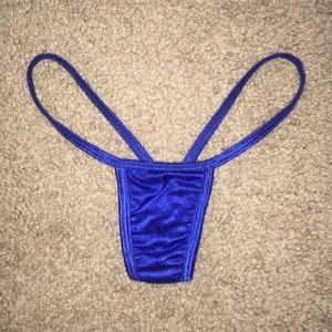 Royal blue stripper thong